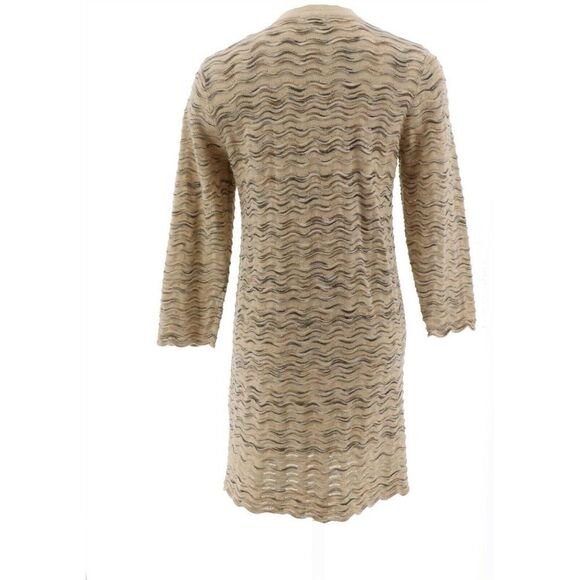 Isaac Mizrahi Open Front Scallop Stitch Cardigan - Picture 3 of 6